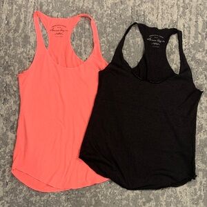 American Rag Coral and Black Racerback Tank Tops